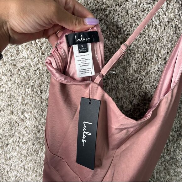 Lulus Jumpsuit Women’s Small Classy Night Out Maeve Satin Slit Leg NWT - Picture 7 of 15